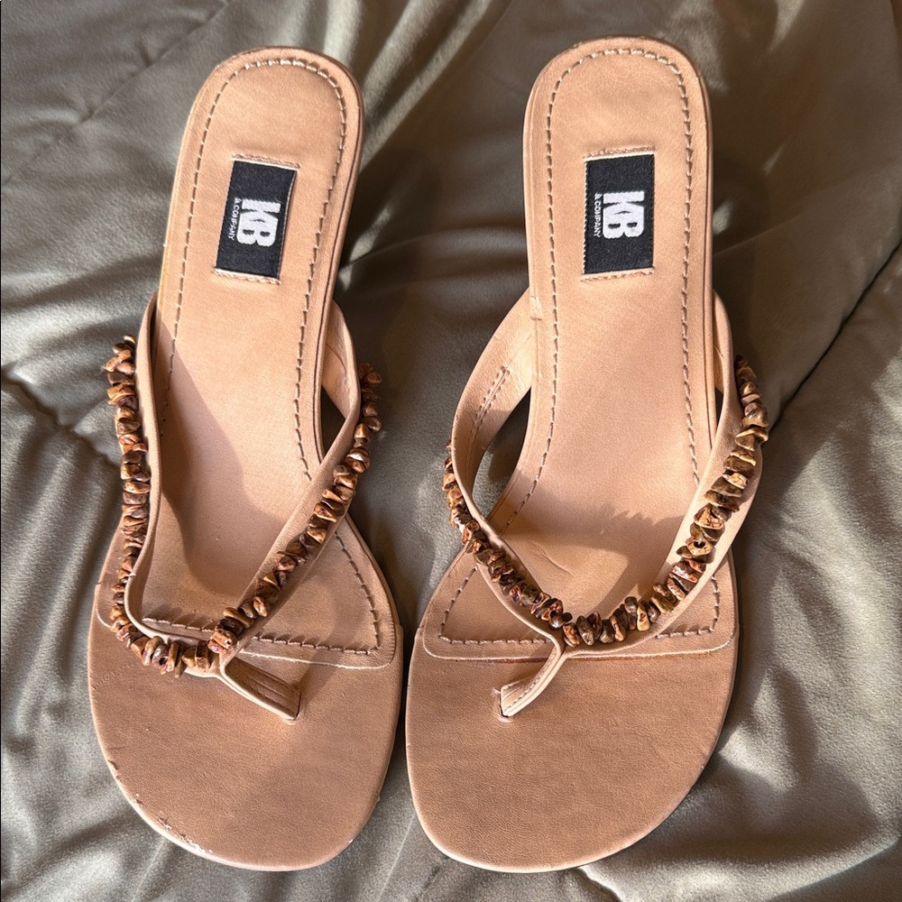 Vintage beaded kitten heel sandals